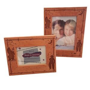 Amerigo Wooden Cowboy Western Laser Cute Pitchure Frames Set of 2